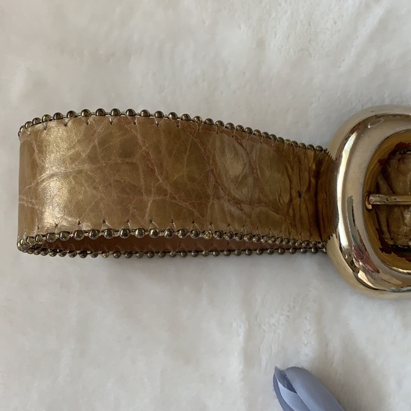 B.B. SIMON Gold Leather Studded Statement Glam Belt, M - Picture 13 of 16